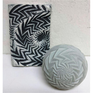 Olander Earthworks TS-13 Zig-Zag Moon Ball Texture Sphere showing intricate zig-zag surface pattern for texture tools.