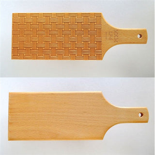 MKM LP 006 Large Paddle with Basketweave texture from MKM Pottery Tools, showing the textured surface and sturdy wooden handle.
