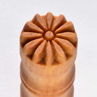 MKM SCS 004 Small Round Daisy Stamp for pottery texture tools, featuring a detailed floral design for clay stamping.