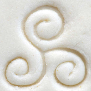 MKM SCS 118 Small Round Stamp with triple spiral design, a pottery texture tool for creating intricate patterns in clay.