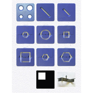 North Star Equipment Standard Accessory Die Set for clay extruders with multiple metal dies for shaping clay.