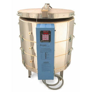 Paragon Kiln CT122829 Tnf28-3 pottery kiln with digital controls and beige exterior, designed for ceramic firing and pottery making.