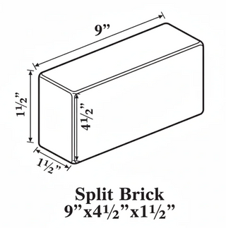 Louisville Firebrick Super Duty Hardbrick firebrick split, 9x4.5x1.25 inches, refractory material for high-temperature applications.