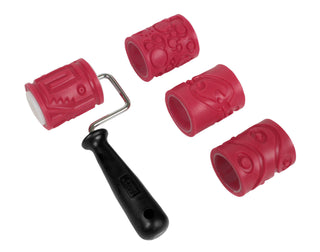 AMACO TEXTURED CLAY ROLLERS: 2" - 4 Sleeves 1 Handle