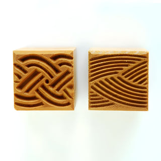 MKM SSM 013 Medium Square Stamp with braid texture, used for pottery and clay surface decoration, by MKM Pottery Tools.