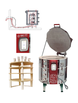 Skutt KMT1022-3 Kiln Package with Touchscreen Controller, Furniture Kit & Vent