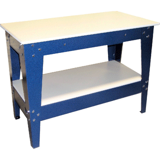 North Star Equipment ceramic work table with 50-inch length, 24-inch width, 36-inch height and a lower shelf, studio furniture.