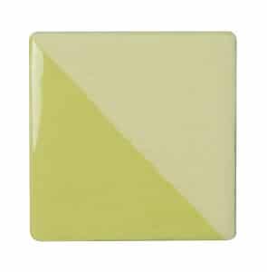 Speedball Arts Chartreuse underglaze for ceramics and pottery, shown on a clay surface in this image.