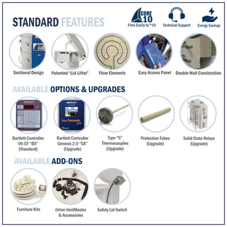Cone Art GX2327D pottery kiln with Genesis controller, showing the kiln's exterior and control panel in a professional studio setting.