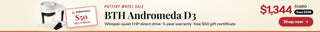 BTH Andromeda D3 pottery wheel sale: $1,344, regularly $1,680, save $336, plus a free $50 gift certificate. Shop now.