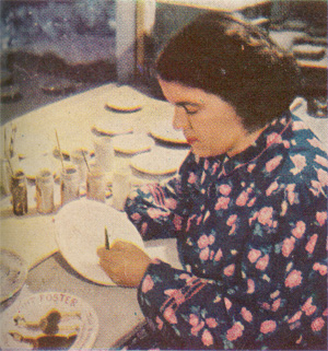 Marie Cowen Glazing Pottery